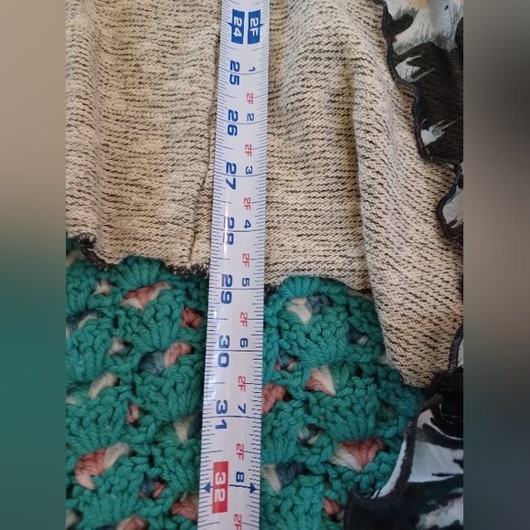 Vintage K.d. Spring Cardigan Black Pipe Stitching Faux Scarf Embroidered… - Picture 9 of 15